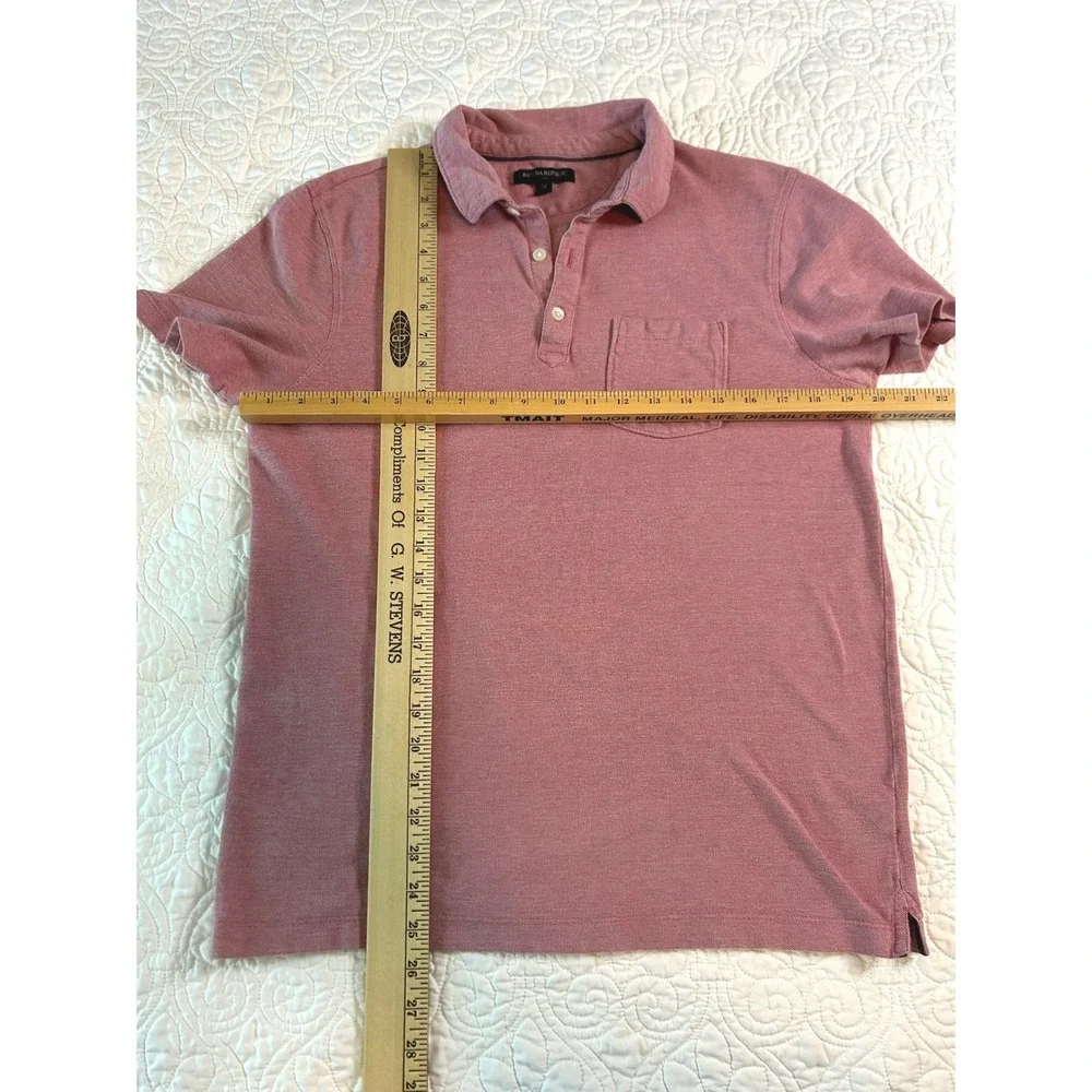 Banana Republic Mens Rose Pink Heathered Cotton Short Sleeve Pocket Polo Shirt M